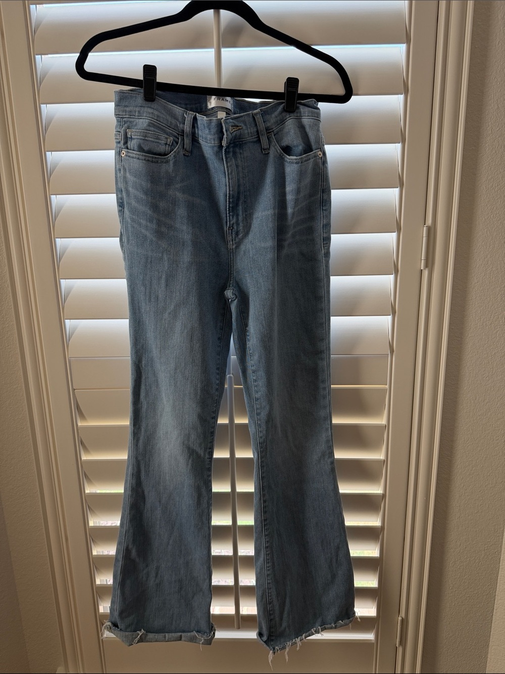 Frame Denim Light Blue High-Rise Flare Jeans